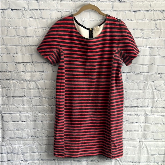 J. Crew Red and Black Striped Short Sleeve Dress Womans Size M‎ - Picture 1 of 4